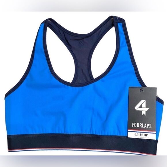 NWT FourLaps Women’s Circuit Sports Bra Cornflower/Navy  Workout Athletic- Size - Picture 3 of 6